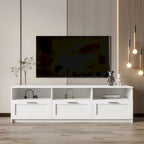 Mueble de TV minimalista moderno blanco y negro – 3 cajones y espacio de almacenamiento abierto, compatible con televisores de hasta 80", requiere montaje por una persona