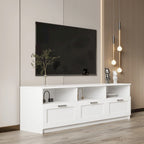 Mueble de TV minimalista moderno blanco y negro – 3 cajones y espacio de almacenamiento abierto, compatible con televisores de hasta 80", requiere montaje por una persona