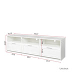 Mueble de TV minimalista moderno blanco y negro – 3 cajones y espacio de almacenamiento abierto, compatible con televisores de hasta 80", requiere montaje por una persona