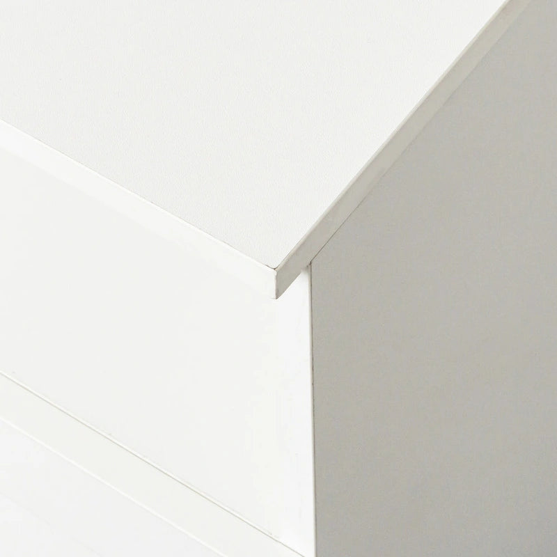 Mueble de TV minimalista moderno blanco y negro – 3 cajones y espacio de almacenamiento abierto, compatible con televisores de hasta 80", requiere montaje por una persona