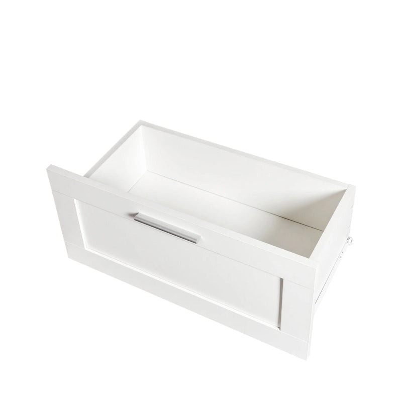Mueble de TV minimalista moderno blanco y negro – 3 cajones y espacio de almacenamiento abierto, compatible con televisores de hasta 80", requiere montaje por una persona