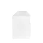 Mueble de TV minimalista moderno blanco y negro – 3 cajones y espacio de almacenamiento abierto, compatible con televisores de hasta 80", requiere montaje por una persona
