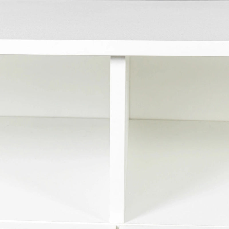 Mueble de TV minimalista moderno blanco y negro – 3 cajones y espacio de almacenamiento abierto, compatible con televisores de hasta 80", requiere montaje por una persona