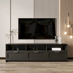Mueble de TV minimalista moderno blanco y negro – 3 cajones y espacio de almacenamiento abierto, compatible con televisores de hasta 80", requiere montaje por una persona