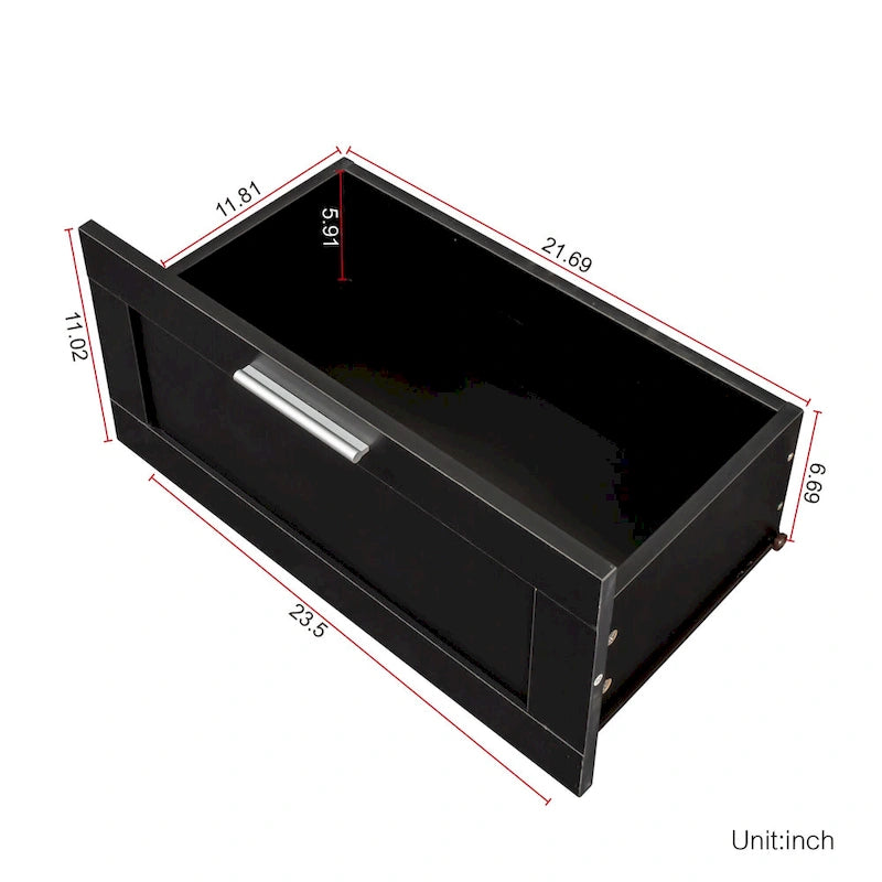 Mueble de TV minimalista moderno blanco y negro – 3 cajones y espacio de almacenamiento abierto, compatible con televisores de hasta 80", requiere montaje por una persona