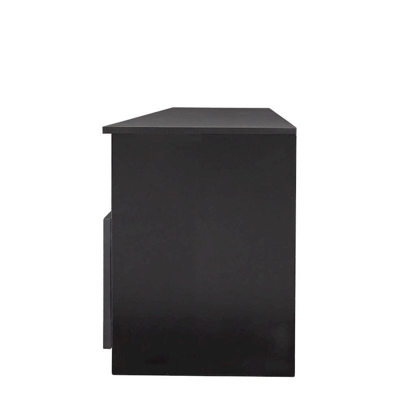 Mueble de TV minimalista moderno blanco y negro – 3 cajones y espacio de almacenamiento abierto, compatible con televisores de hasta 80", requiere montaje por una persona