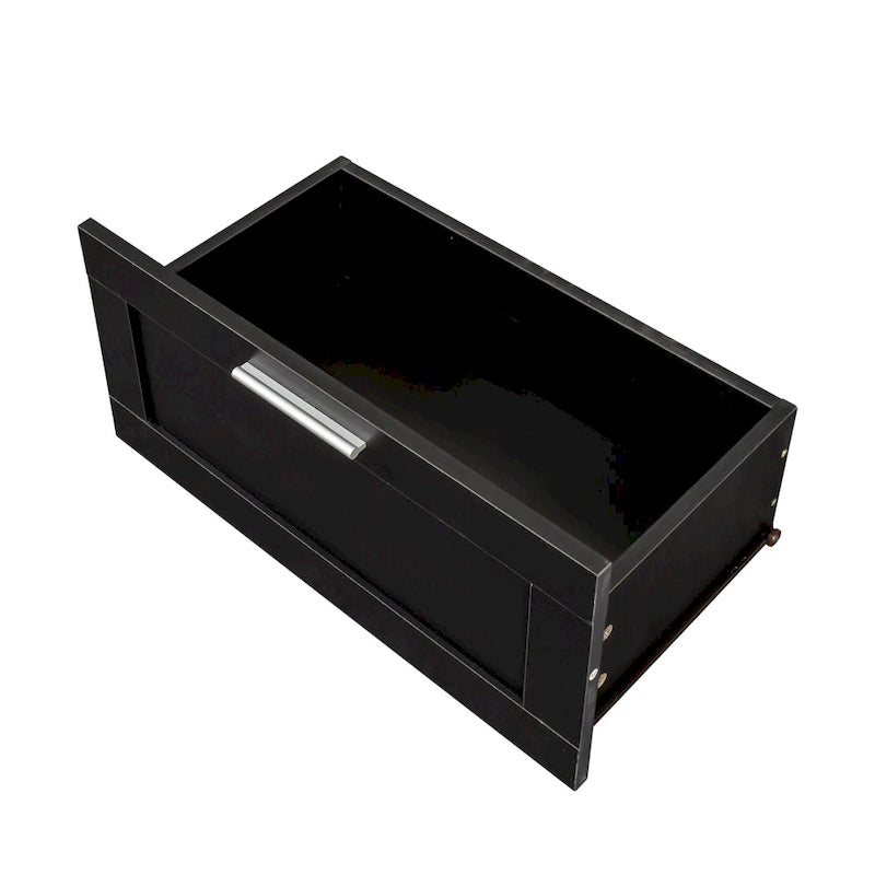 Mueble de TV minimalista moderno blanco y negro – 3 cajones y espacio de almacenamiento abierto, compatible con televisores de hasta 80", requiere montaje por una persona