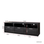 Mueble de TV minimalista moderno blanco y negro – 3 cajones y espacio de almacenamiento abierto, compatible con televisores de hasta 80", requiere montaje por una persona