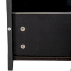 Mueble de TV minimalista moderno blanco y negro – 3 cajones y espacio de almacenamiento abierto, compatible con televisores de hasta 80", requiere montaje por una persona