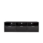 Mueble de TV minimalista moderno blanco y negro – 3 cajones y espacio de almacenamiento abierto, compatible con televisores de hasta 80", requiere montaje por una persona