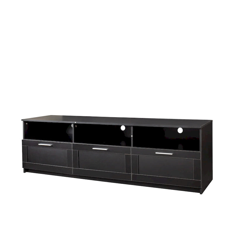 Mueble de TV minimalista moderno blanco y negro – 3 cajones y espacio de almacenamiento abierto, compatible con televisores de hasta 80", requiere montaje por una persona