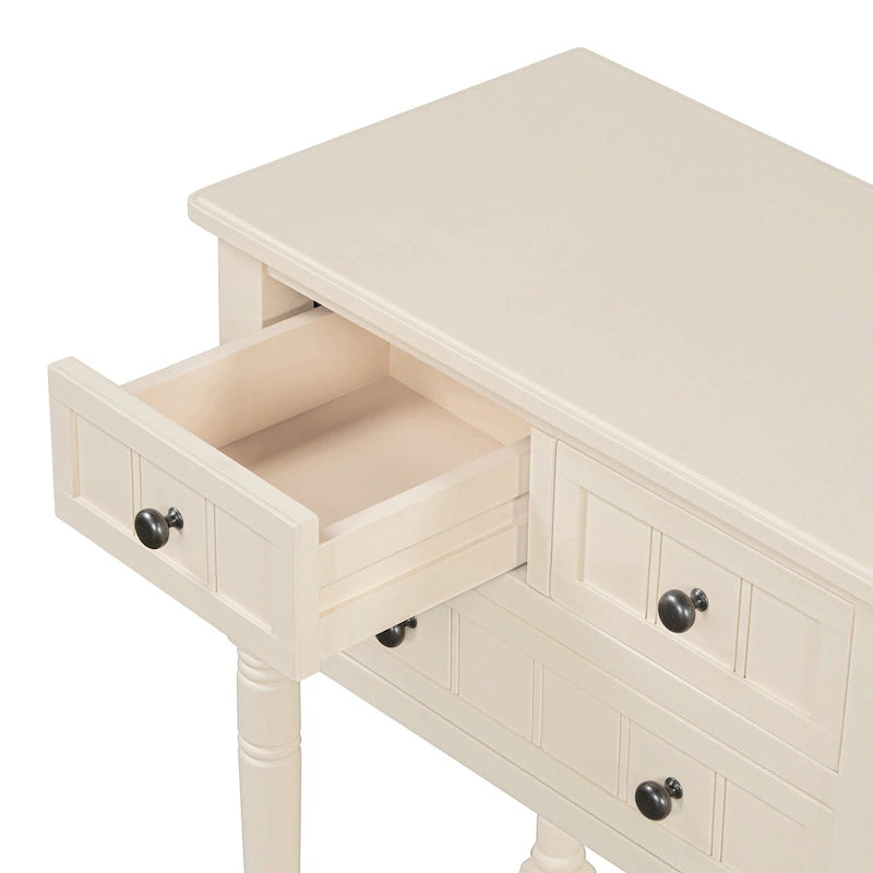 Mesa consola estrecha de 3 cajones — Negro / Azul retro / Gris / Azul claro / Marfil / Azul marino / Espresso / Beige, Mesa de sofá para entrada para 1–2 usuarios