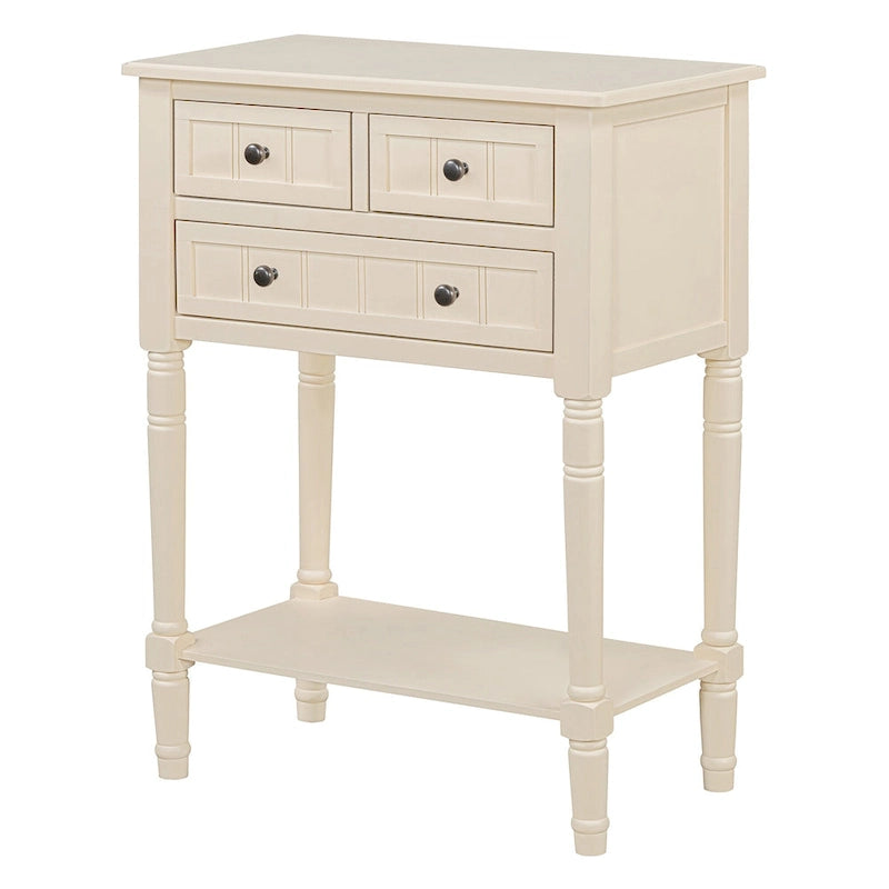 Mesa consola estrecha de 3 cajones — Negro / Azul retro / Gris / Azul claro / Marfil / Azul marino / Espresso / Beige, Mesa de sofá para entrada para 1–2 usuarios