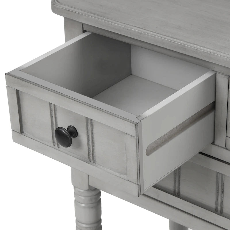 Mesa consola estrecha de 3 cajones — Negro / Azul retro / Gris / Azul claro / Marfil / Azul marino / Espresso / Beige, Mesa de sofá para entrada para 1–2 usuarios