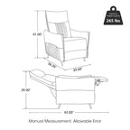 Sillón reclinable gris de tela con empuje, moderno de mediados de siglo, juego de 2