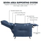 Sillón reclinable gris de tela con empuje, moderno de mediados de siglo, juego de 2