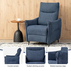 Sillón reclinable gris de tela con empuje, moderno de mediados de siglo, juego de 2