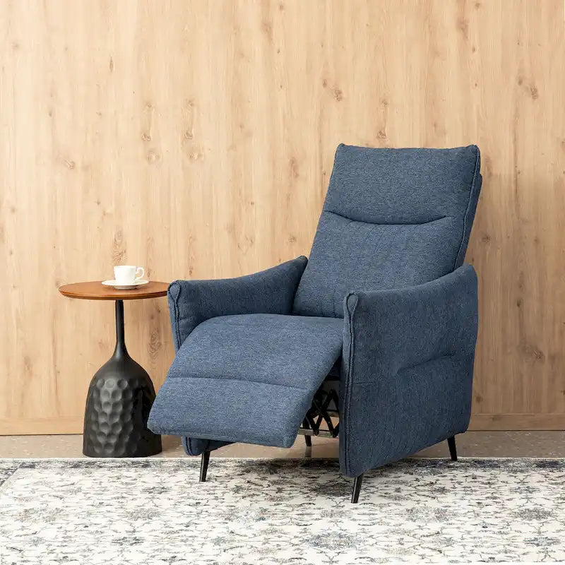 Sillón reclinable gris de tela con empuje, moderno de mediados de siglo, juego de 2