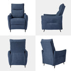 Sillón reclinable gris de tela con empuje, moderno de mediados de siglo, juego de 2