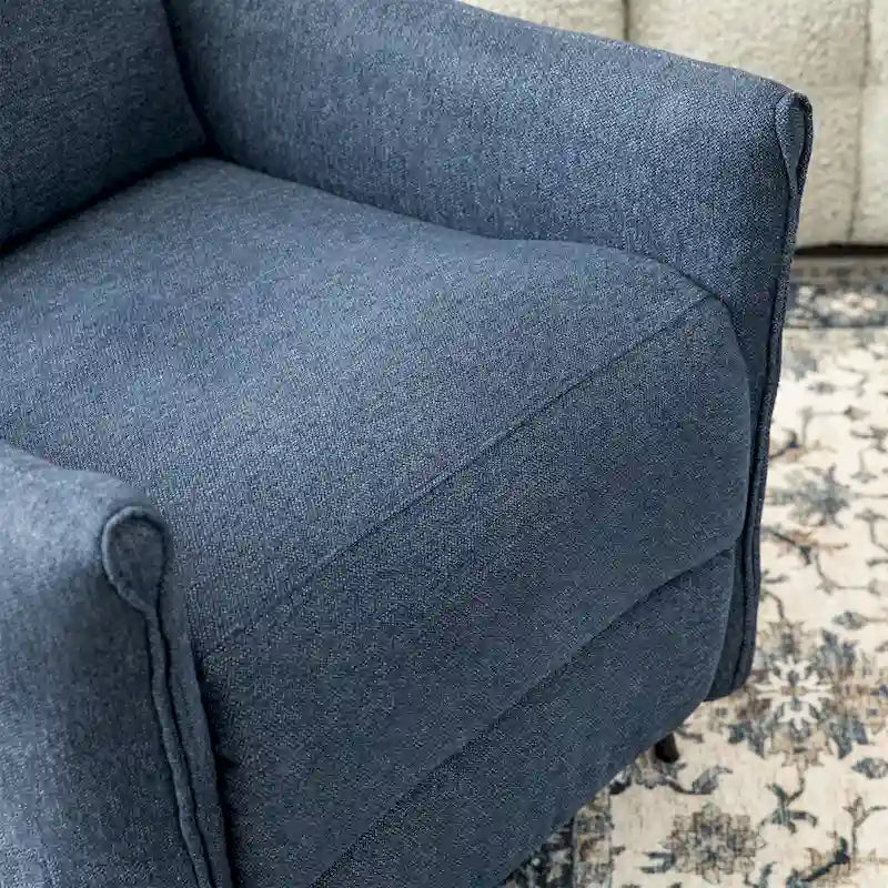 Sillón reclinable gris de tela con empuje, moderno de mediados de siglo, juego de 2