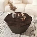 Mesa de centro octogonal de madera de nogal, 80 cm — 1 persona