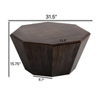 Mesa de centro octogonal de madera de nogal, 80 cm — 1 persona