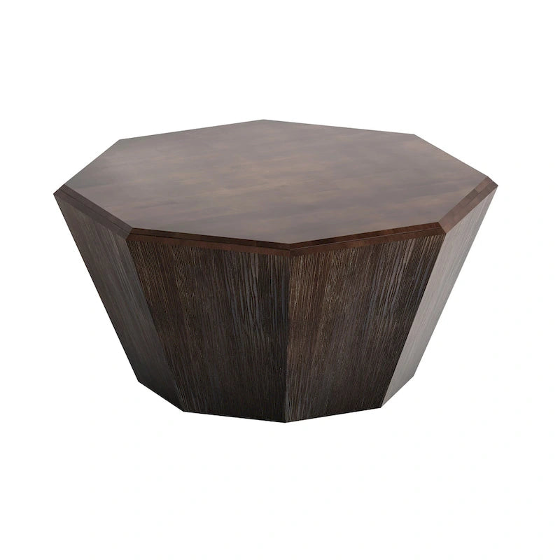 Mesa de centro octogonal de madera de nogal, 80 cm — 1 persona