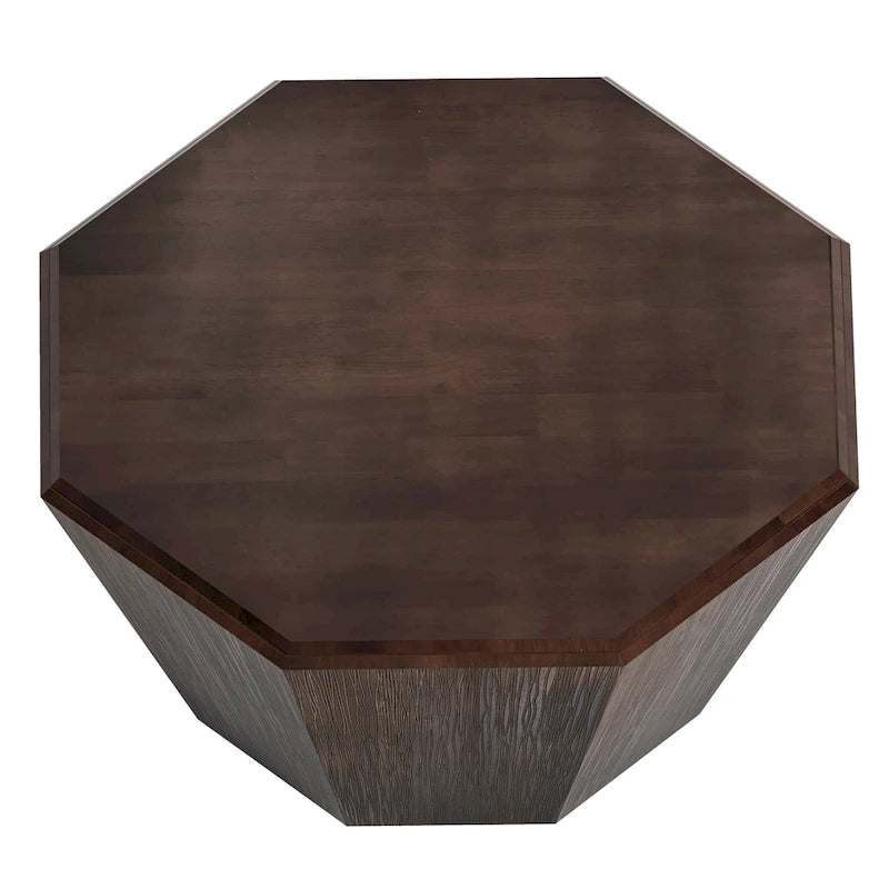 Mesa de centro octogonal de madera de nogal, 80 cm — 1 persona