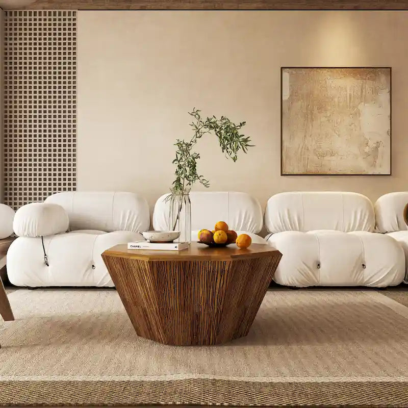 Mesa de centro octogonal de madera de nogal, 80 cm — 1 persona