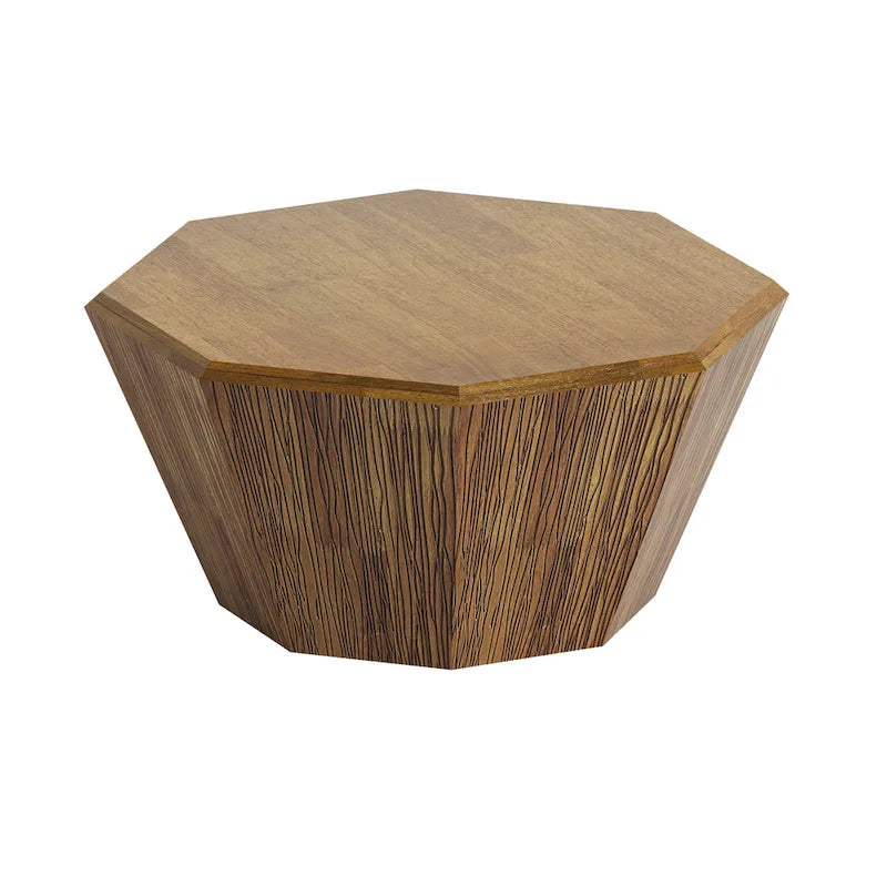 Mesa de centro octogonal de madera de nogal, 80 cm — 1 persona