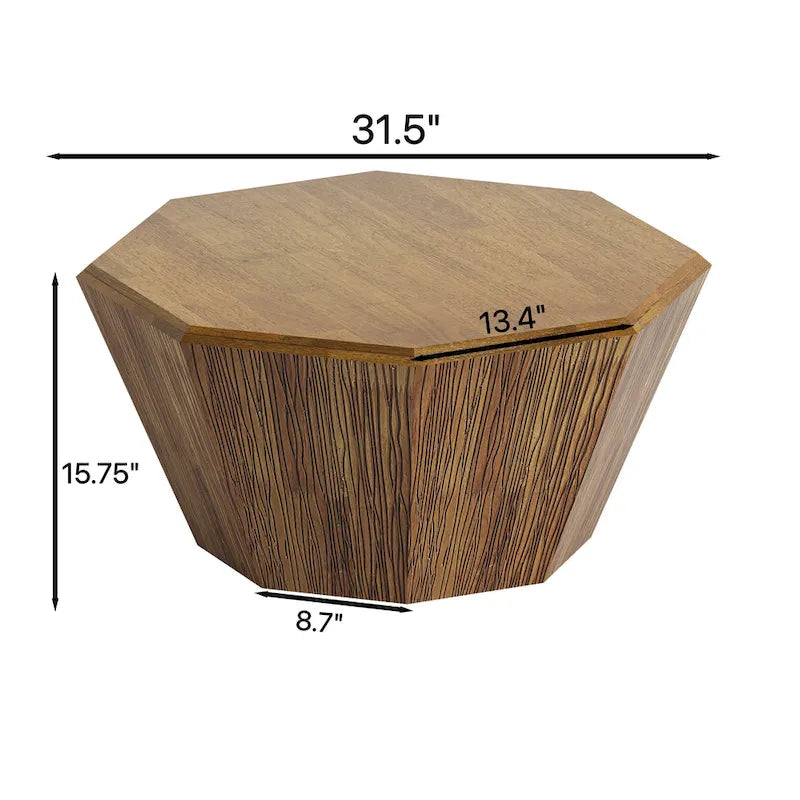 Mesa de centro octogonal de madera de nogal, 80 cm — 1 persona