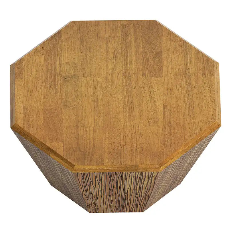 Mesa de centro octogonal de madera de nogal, 80 cm — 1 persona