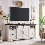 Mueble para TV de granja gris/blanco/marrón/negro con chimenea eléctrica, para televisores de hasta 80"