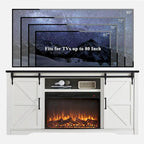 Mueble para TV de granja gris/blanco/marrón/negro con chimenea eléctrica, para televisores de hasta 80"