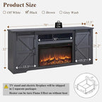 Mueble para TV de granja gris/blanco/marrón/negro con chimenea eléctrica, para televisores de hasta 80"