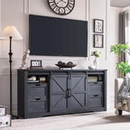 Mueble para TV de granja gris/blanco/marrón/negro con chimenea eléctrica, para televisores de hasta 80"