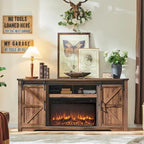 Mueble para TV de granja gris/blanco/marrón/negro con chimenea eléctrica, para televisores de hasta 80"