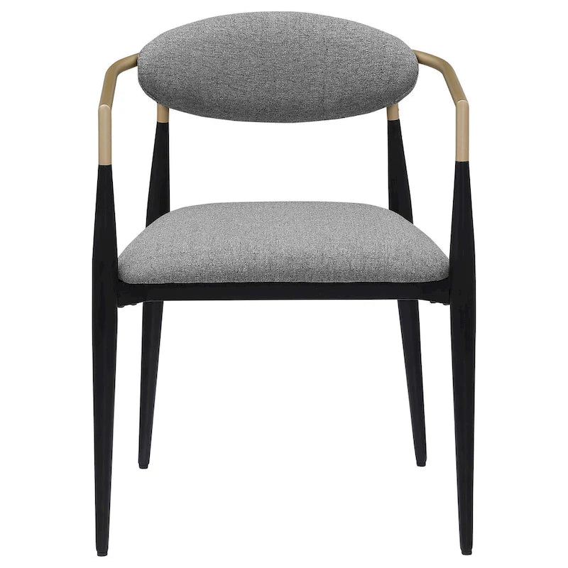 Sillón de comedor gris, negro y dorado, juego de 2