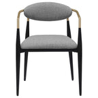 Sillón de comedor gris, negro y dorado, juego de 2