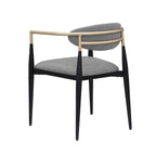 Sillón de comedor gris, negro y dorado, juego de 2