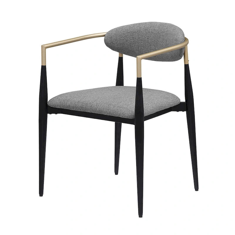 Sillón de comedor gris, negro y dorado, juego de 2