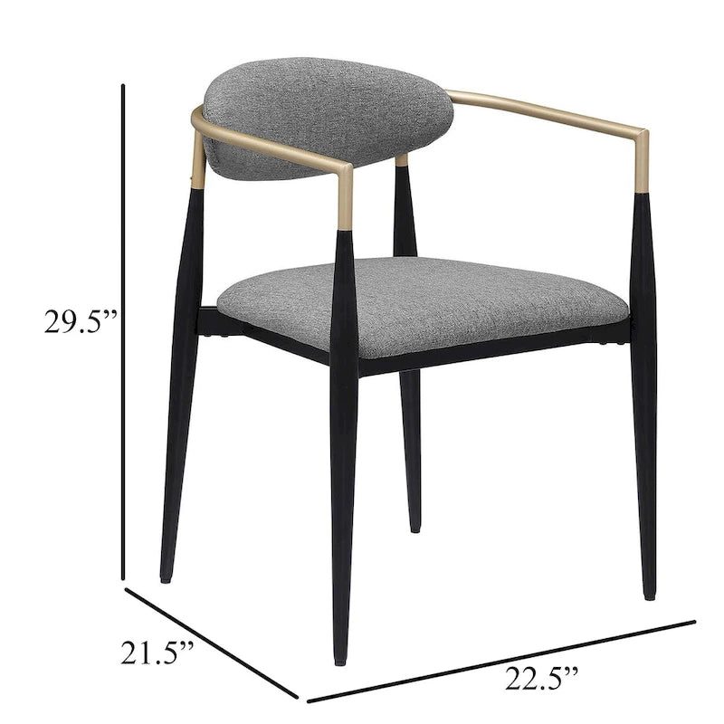 Sillón de comedor gris, negro y dorado, juego de 2