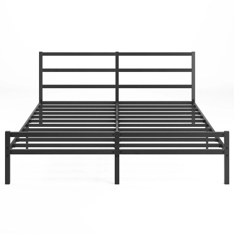 Estructura de cama plataforma de metal negro con cabecero - King, 1 persona