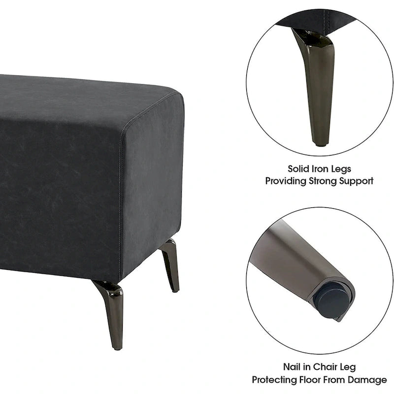Banco de espera de piel sintética – Negro / Blanco crema / Rojo / Gris oscuro, 1 asiento
