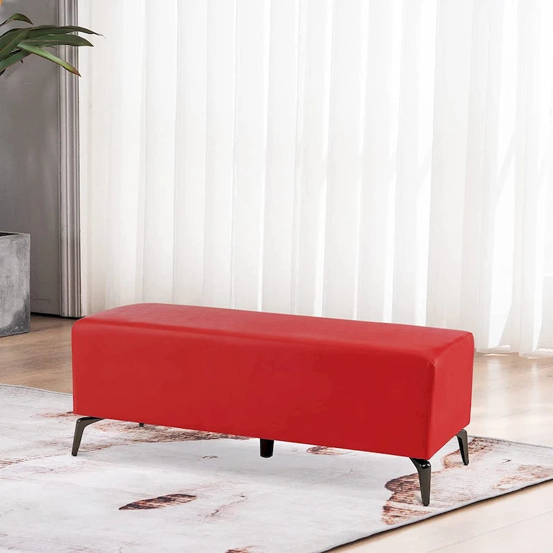 Banco de espera de piel sintética – Negro / Blanco crema / Rojo / Gris oscuro, 1 asiento