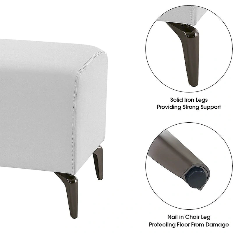 Banco de espera de piel sintética – Negro / Blanco crema / Rojo / Gris oscuro, 1 asiento