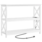 Mesa consola de 3 niveles con toma de corriente, blanca / gris / espresso / negra