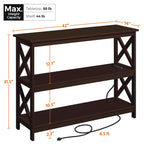Mesa consola de 3 niveles con toma de corriente, blanca / gris / espresso / negra