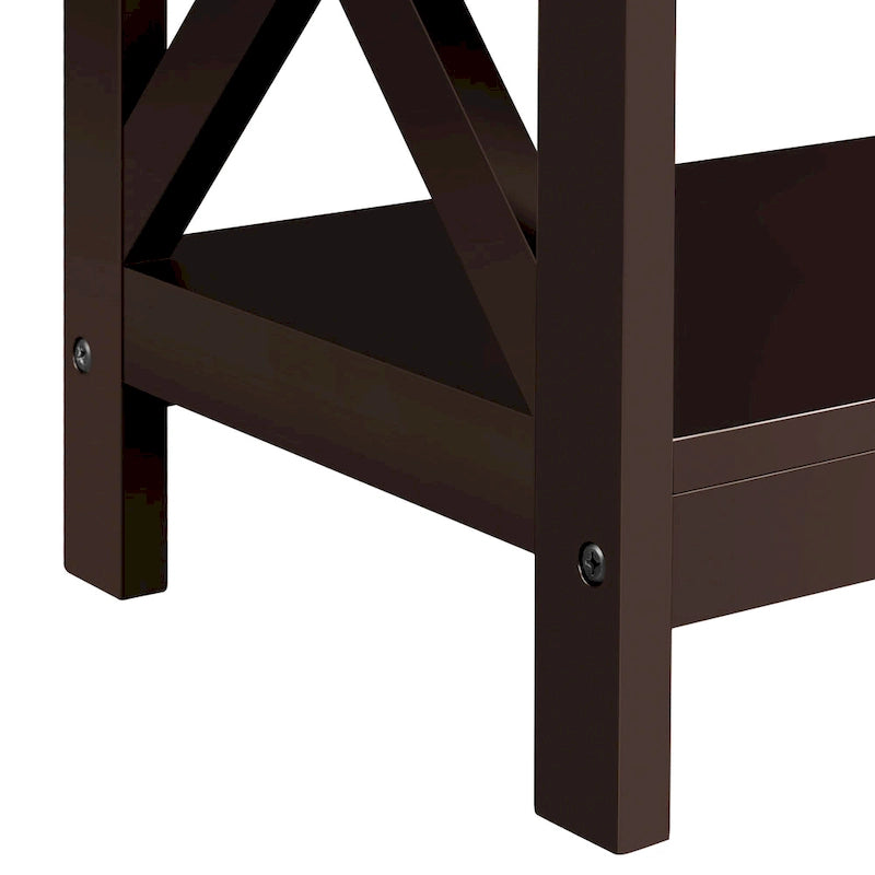 Mesa consola de 3 niveles con toma de corriente, blanca / gris / espresso / negra