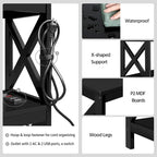 Mesa consola de 3 niveles con toma de corriente, blanca / gris / espresso / negra